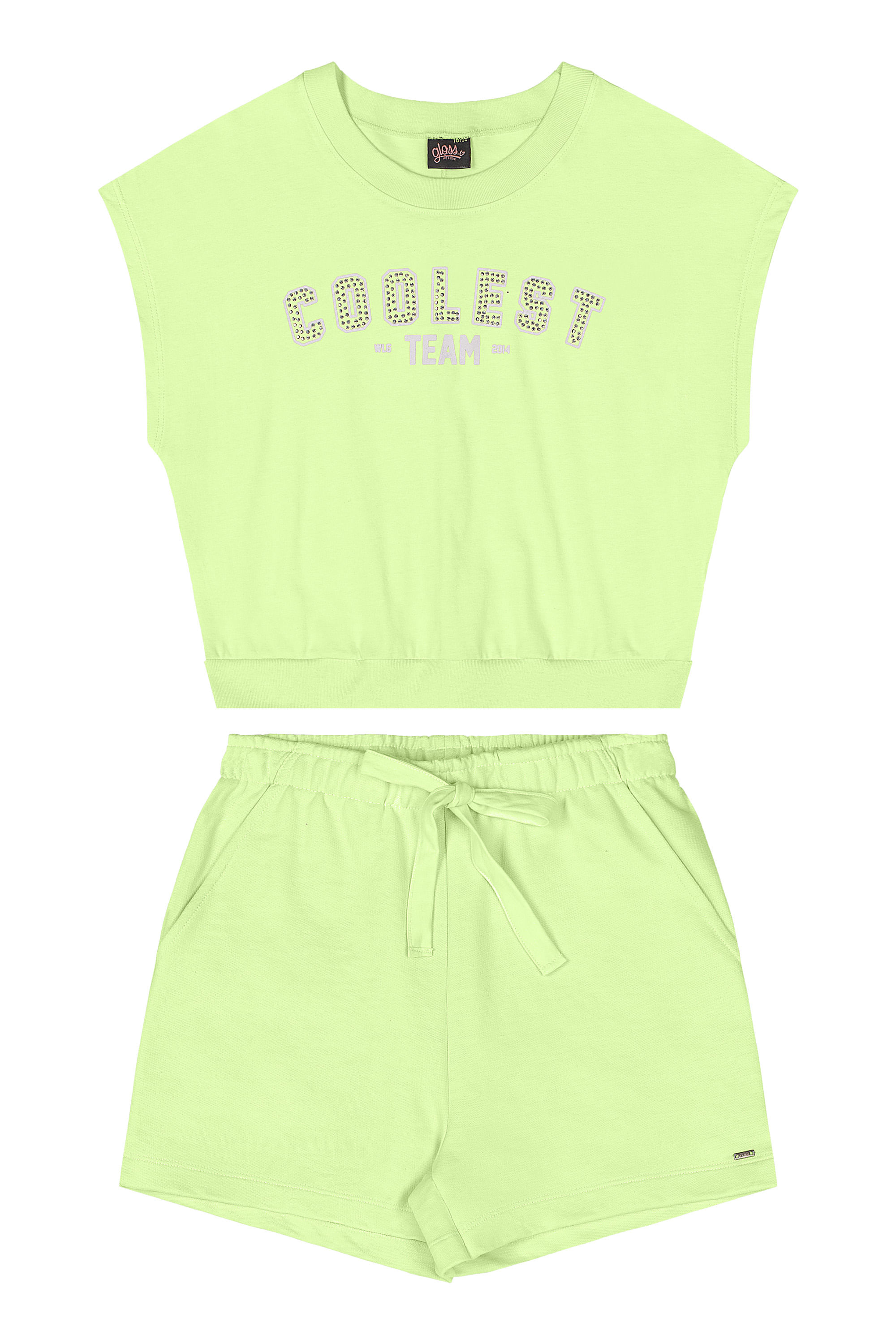 Conjunto Juvenil com Blusa e Short em Moletom para Menina (Verde) Gloss - Imagem 20